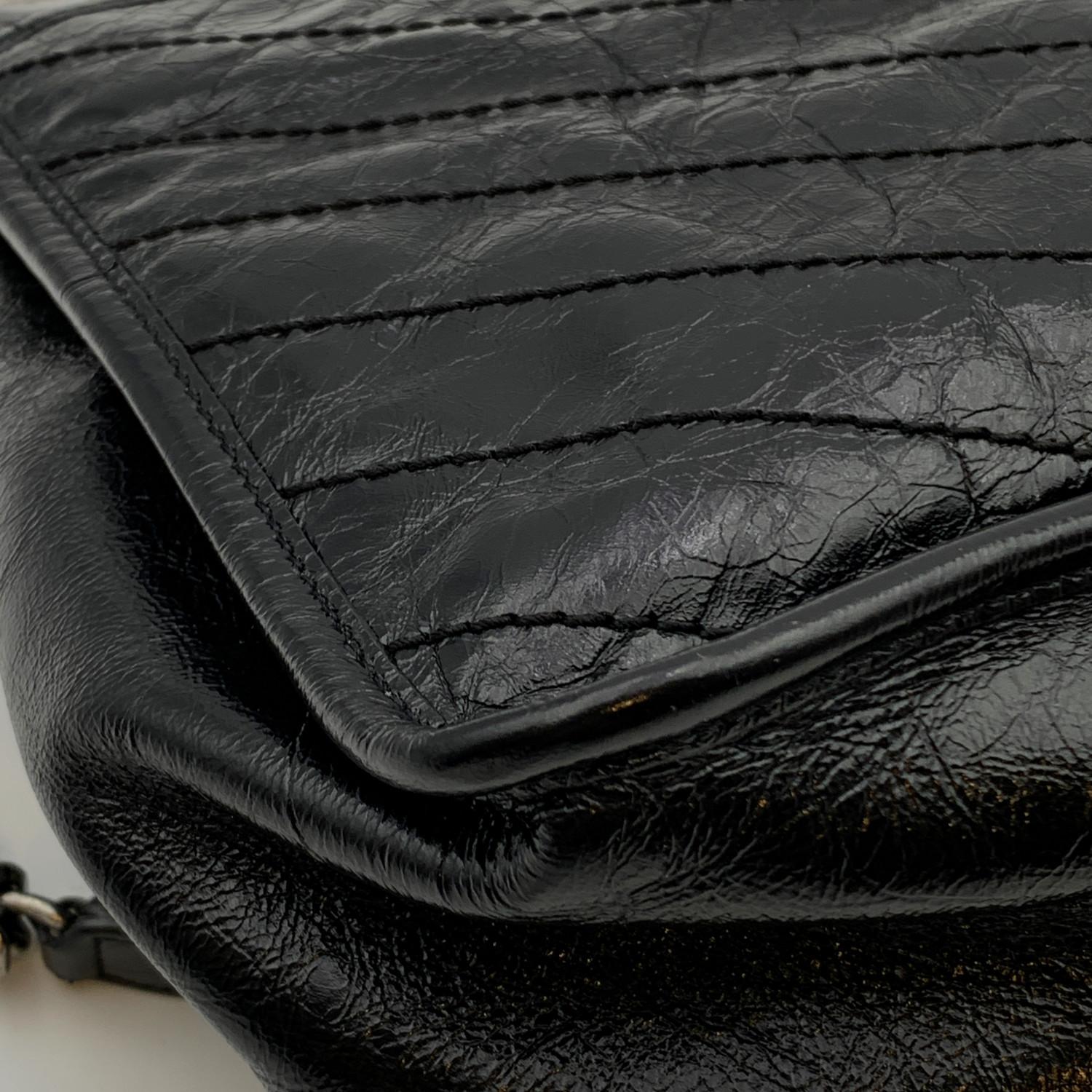 Yves Saint Laurent Black Crinkled Leather Medium Niki Shoulder Bag 2
