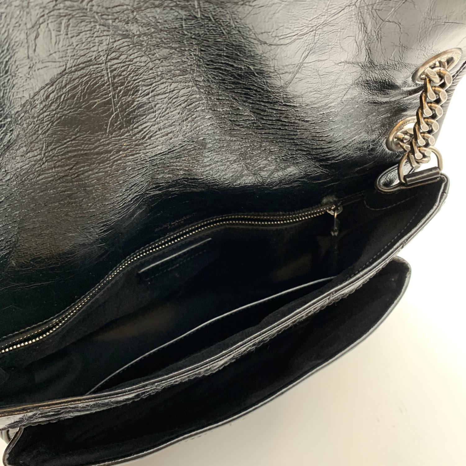 Yves Saint Laurent Black Crinkled Leather Medium Niki Shoulder Bag 3