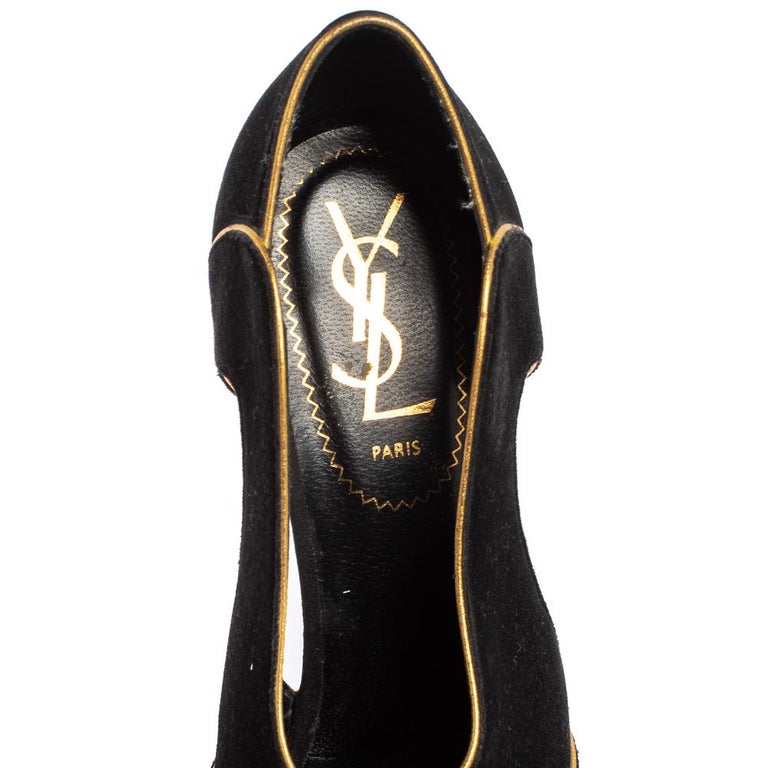 Yves Saint Laurent Red Suede Peep Toe Pumps Size 35/5