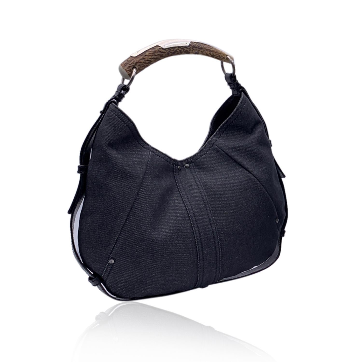 Nero Yves Saint Laurent Borsa a tracolla Mombasa in tela denim nera