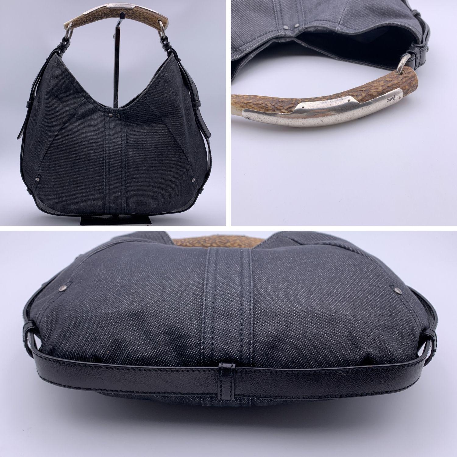 Yves Saint Laurent Borsa a tracolla Mombasa in tela denim nera In condizioni ottime a Rome, Rome