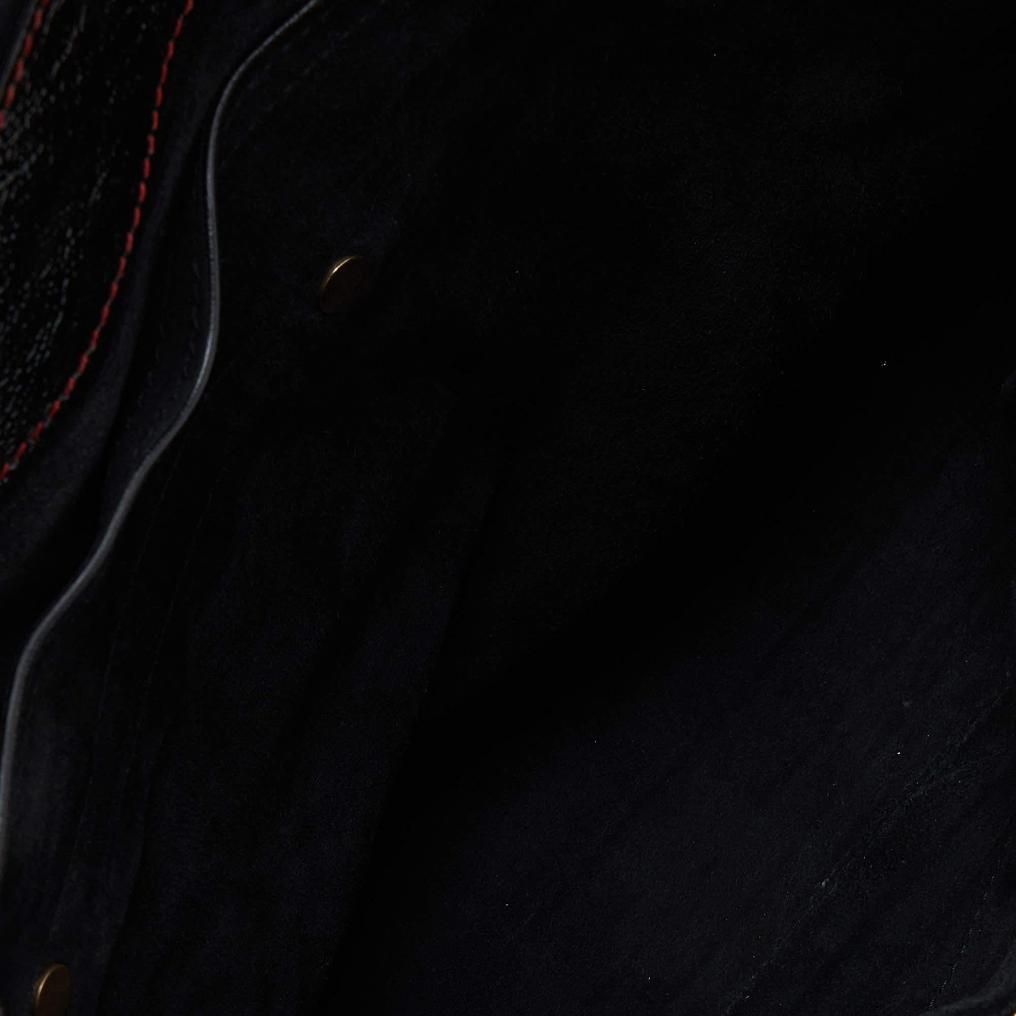 Yves Saint Laurent Black Denim, Suede and Patent Leather Medium Muse Two Satchel 6