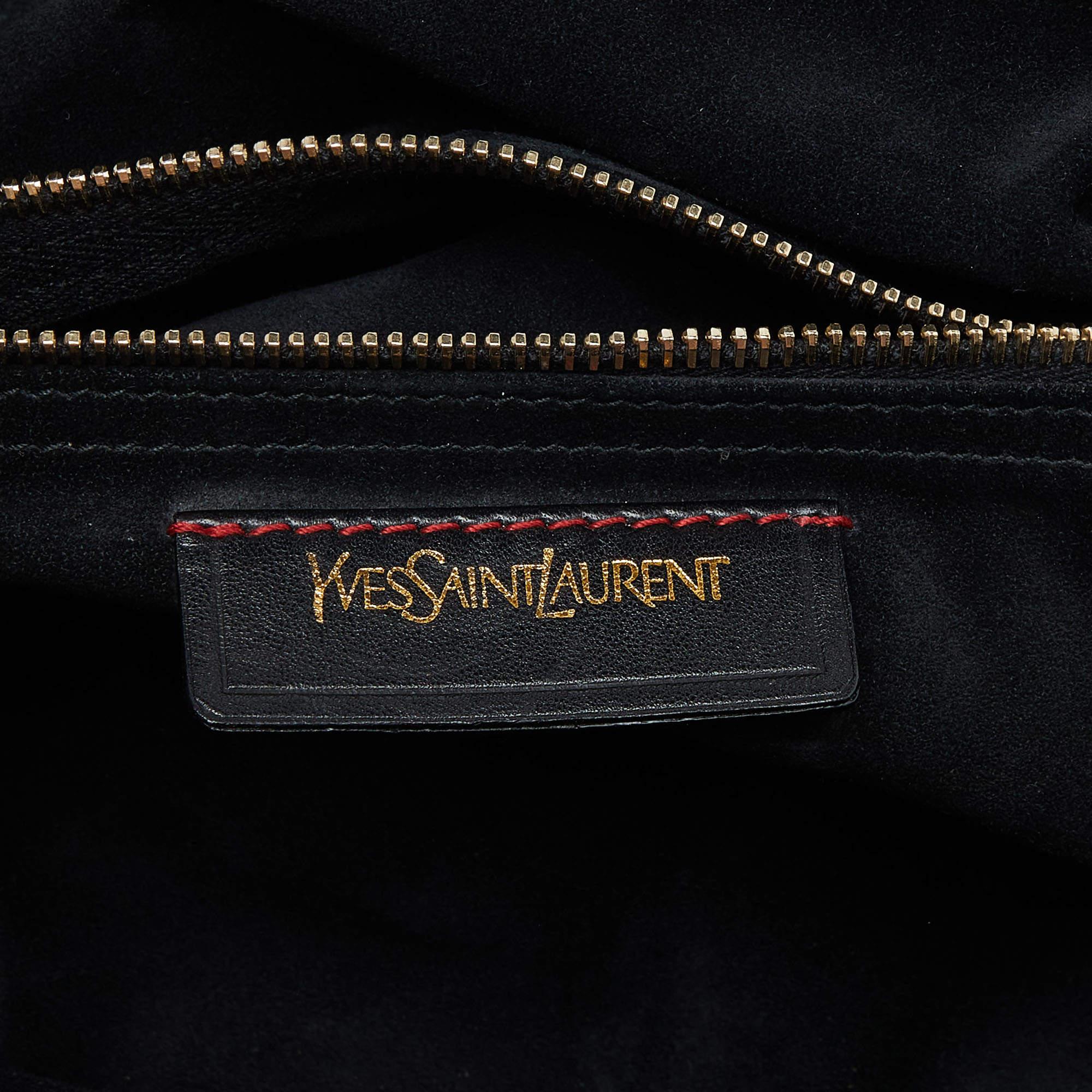 Yves Saint Laurent Black Denim, Suede and Patent Leather Medium Muse Two Satchel For Sale 3