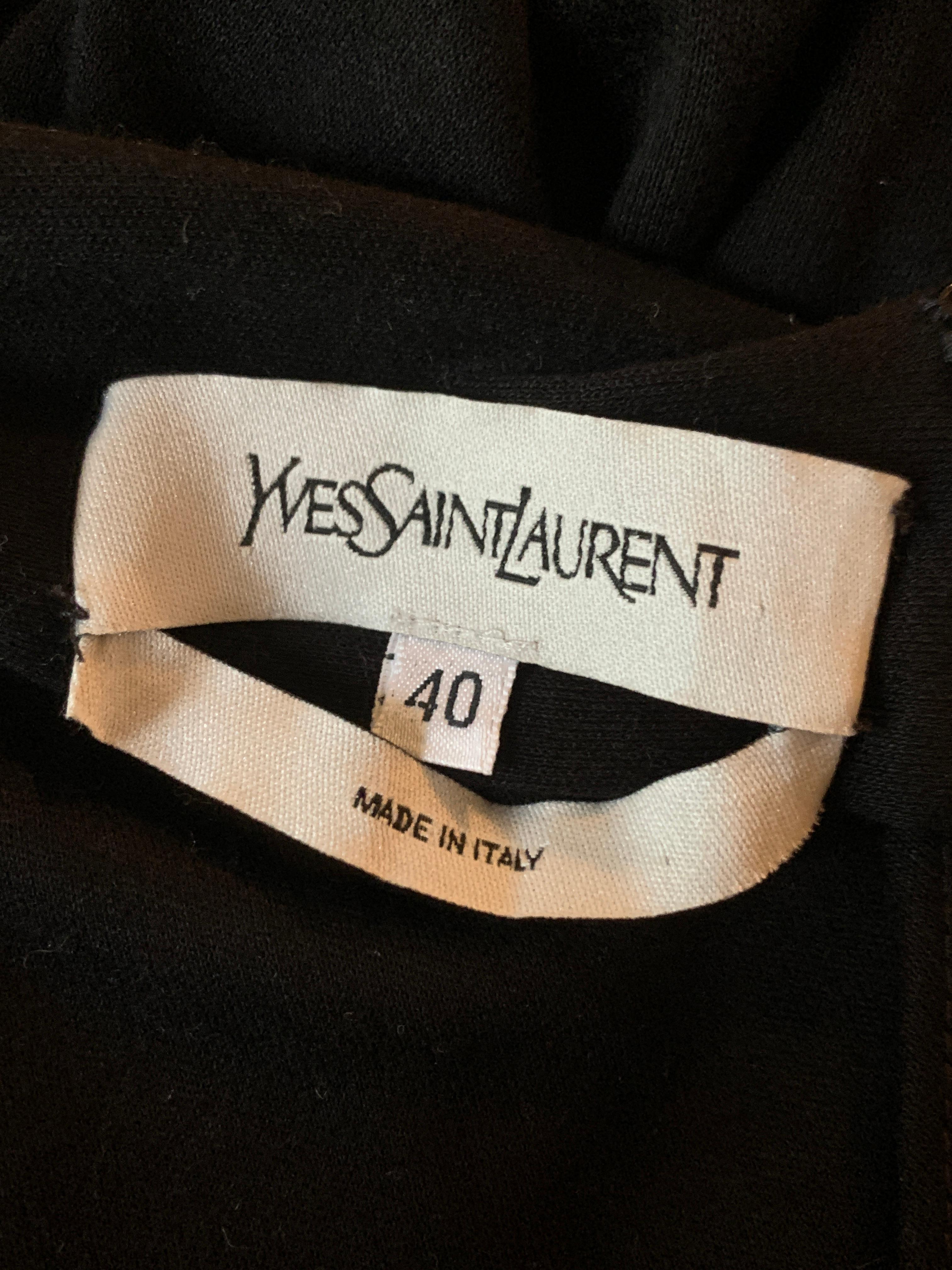 Yves Saint Laurent Schwarzes drapiertes Jersey  Bleistiftrock im Angebot 1