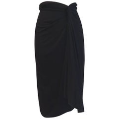 Yves Saint Laurent Black Draped Jersey  Pencil Skirt