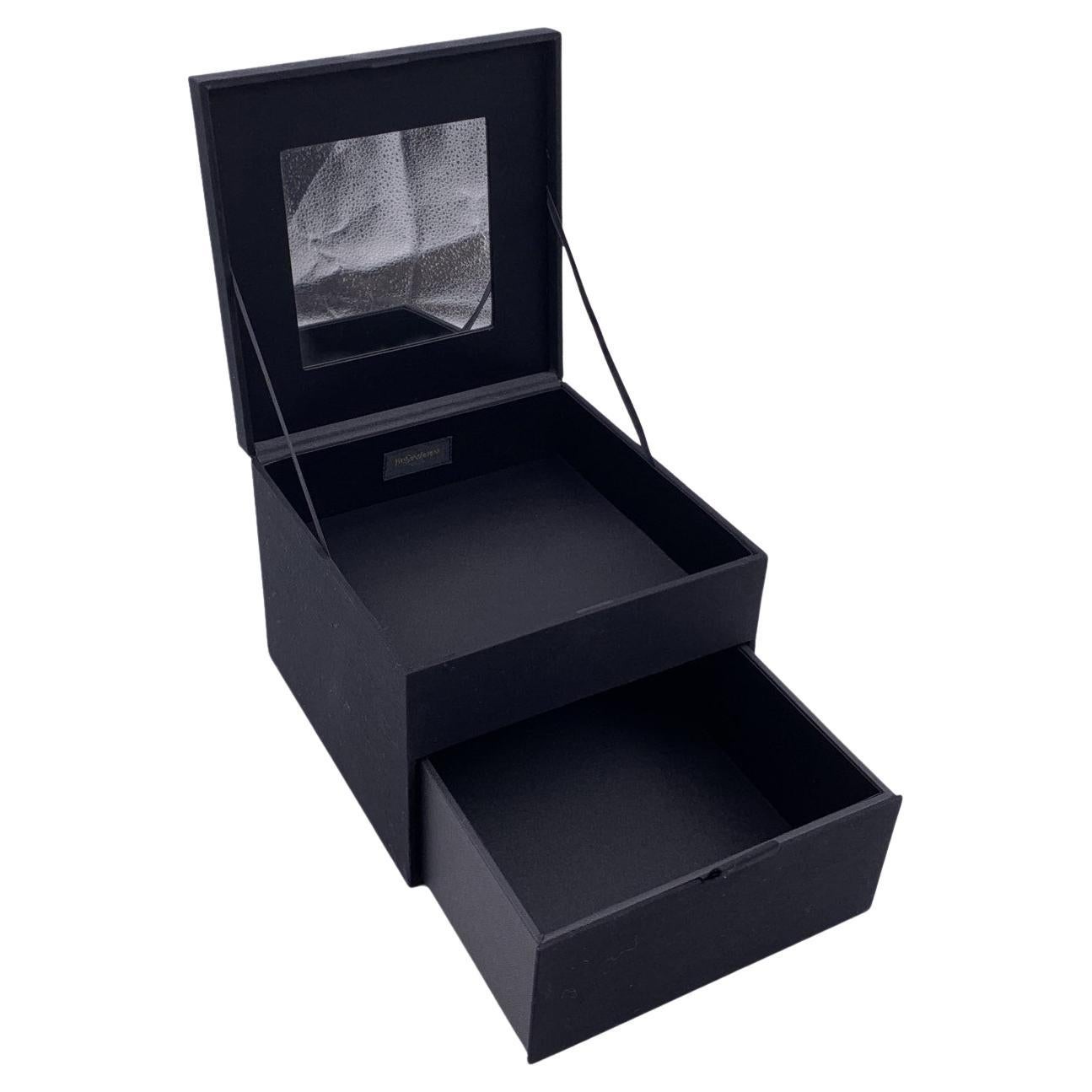 Yves Saint Laurent Schwarzes Schmuckkästchen-Kommode mit Stoffbeschlägen im Angebot