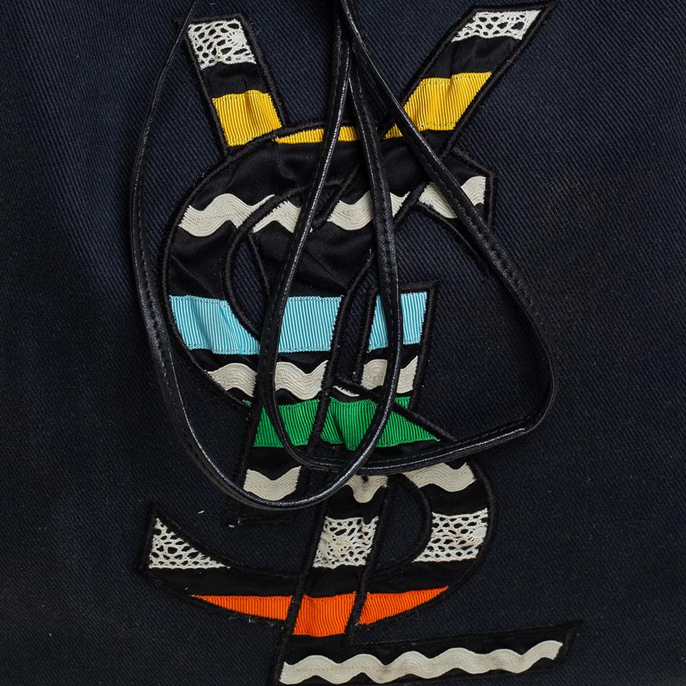 Yves Saint Laurent Black Fabric Kahala Drawstring Tote 4