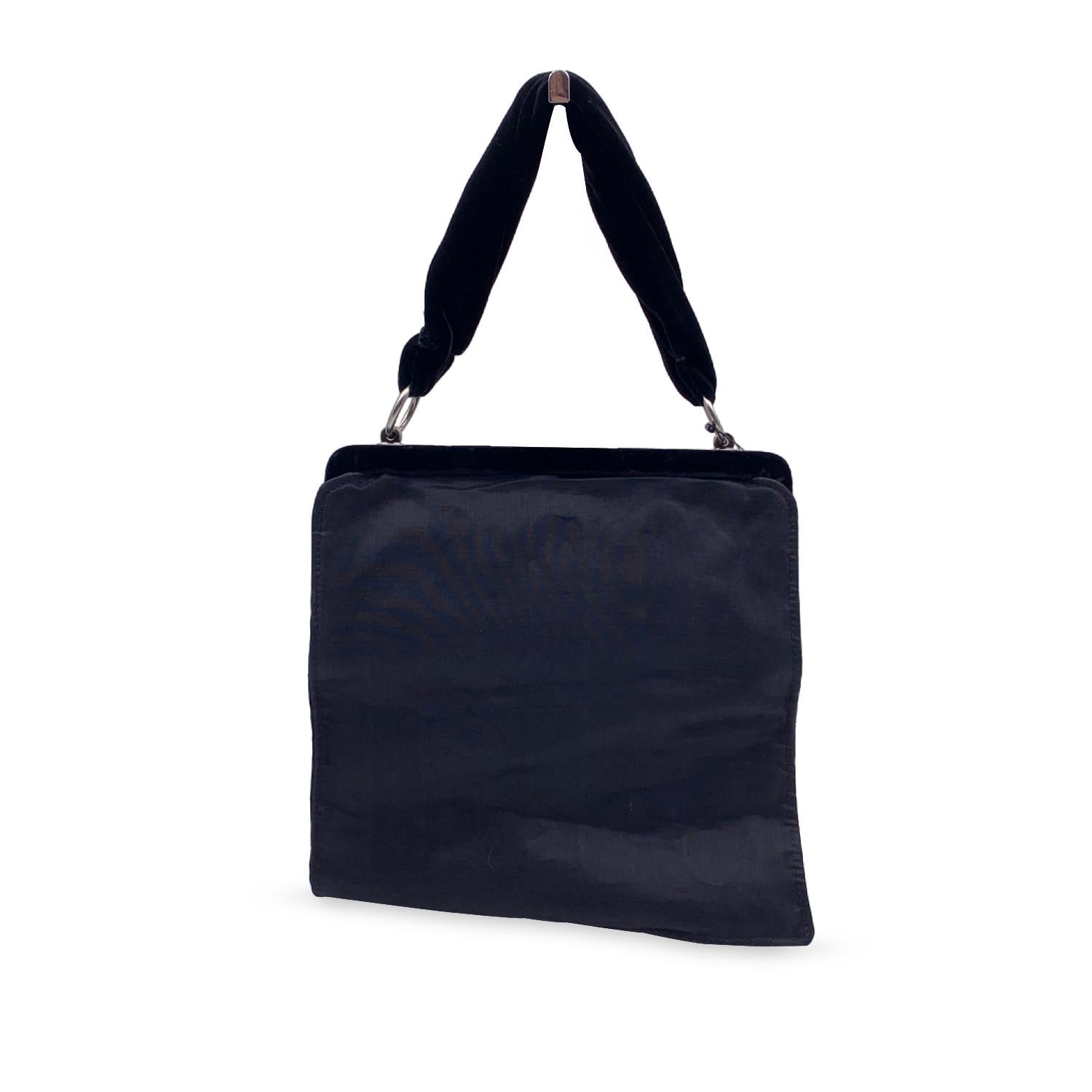 Yves Saint Laurent Black Fabric Velvet Evening Bag Handbag In Excellent Condition For Sale In Rome, Rome