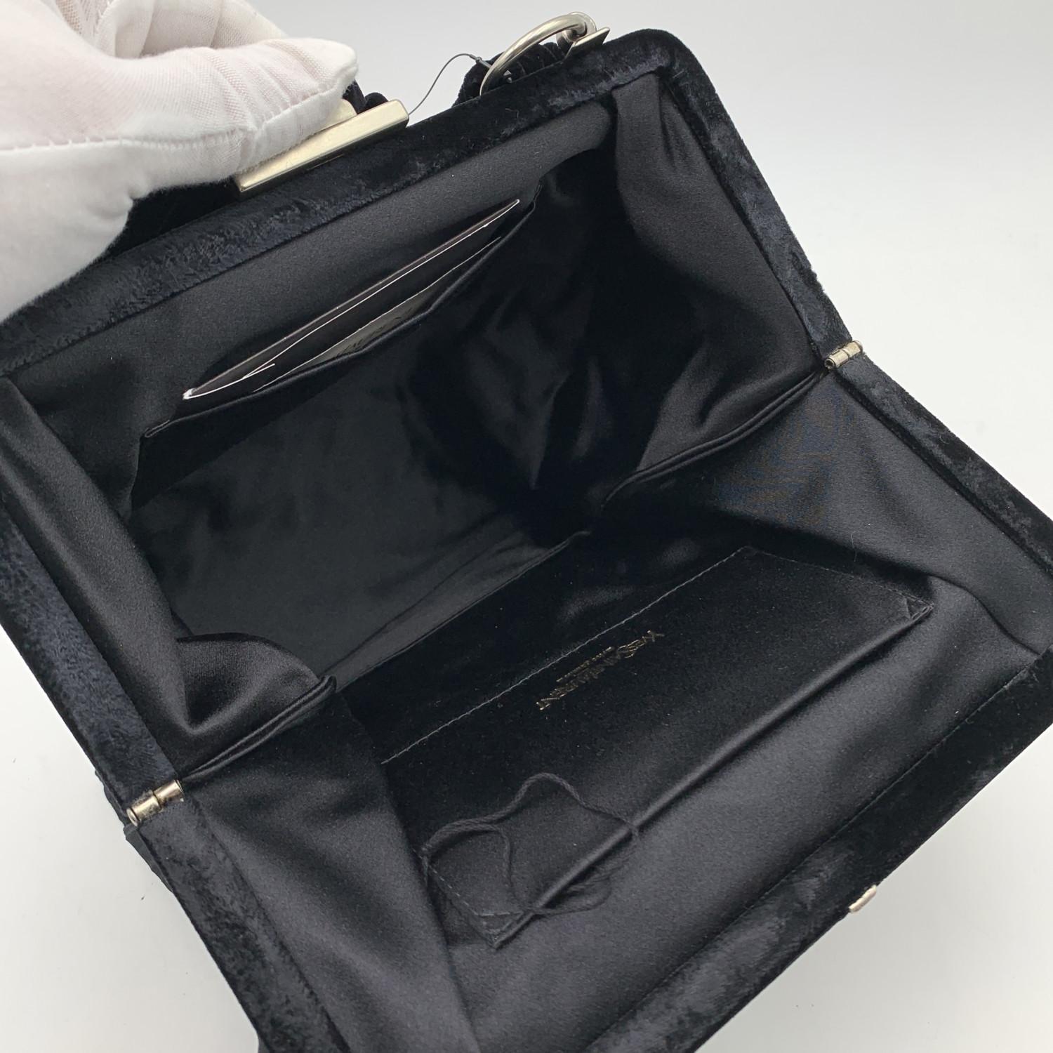 Yves Saint Laurent Black Fabric Velvet Evening Bag Handbag For Sale 1