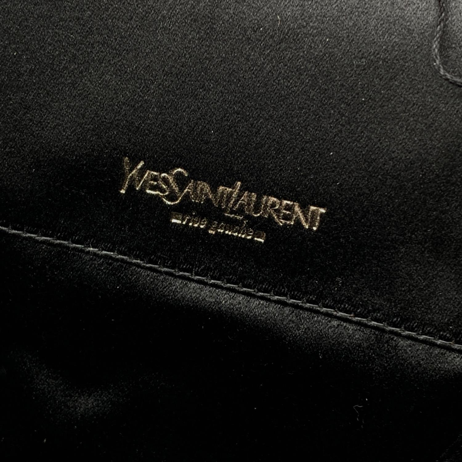 Yves Saint Laurent Black Fabric Velvet Evening Bag Handbag For Sale 2