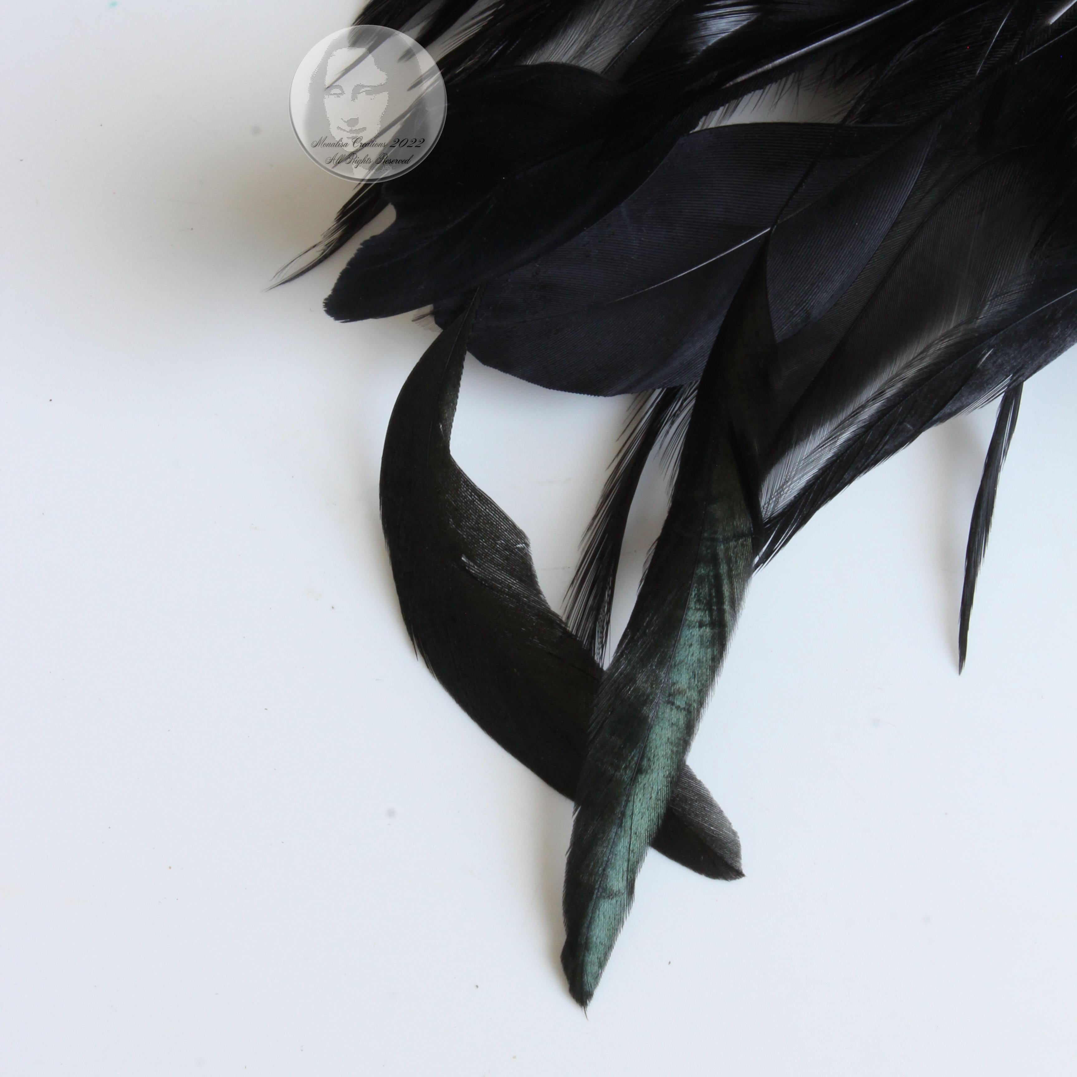 Yves Saint Laurent Black Feather Hat Cap Head Piece Vintage Ostrich Plume Rare For Sale 8