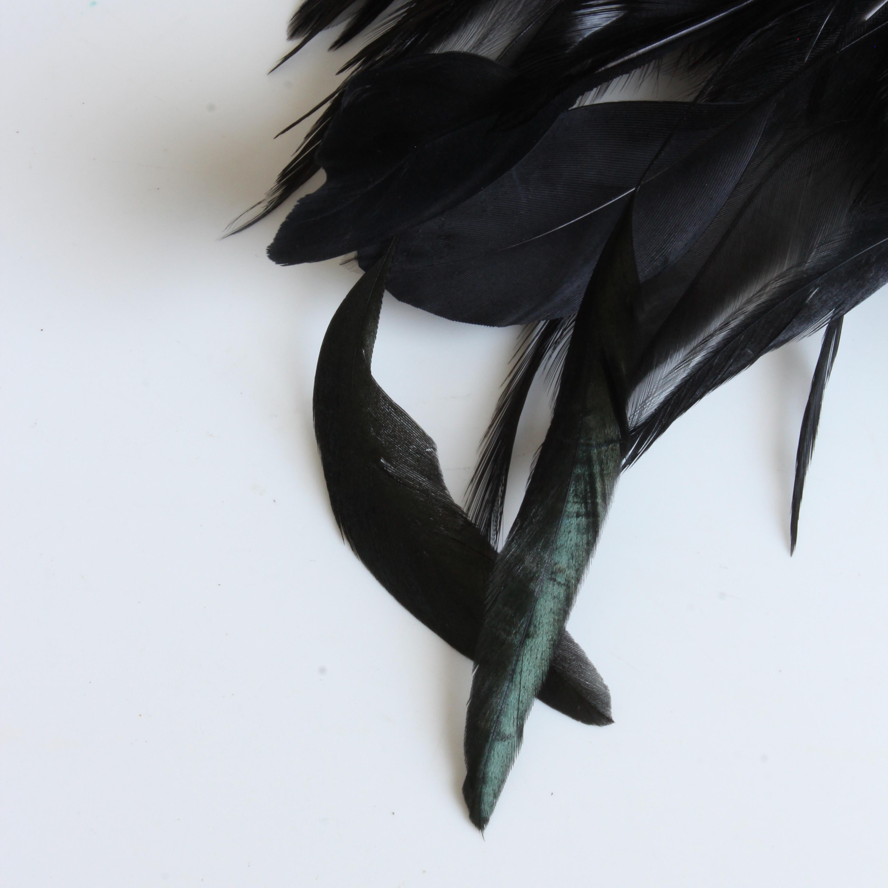Yves Saint Laurent Black Feather Hat Cap Head Piece Vintage Ostrich Plume Rare For Sale 9