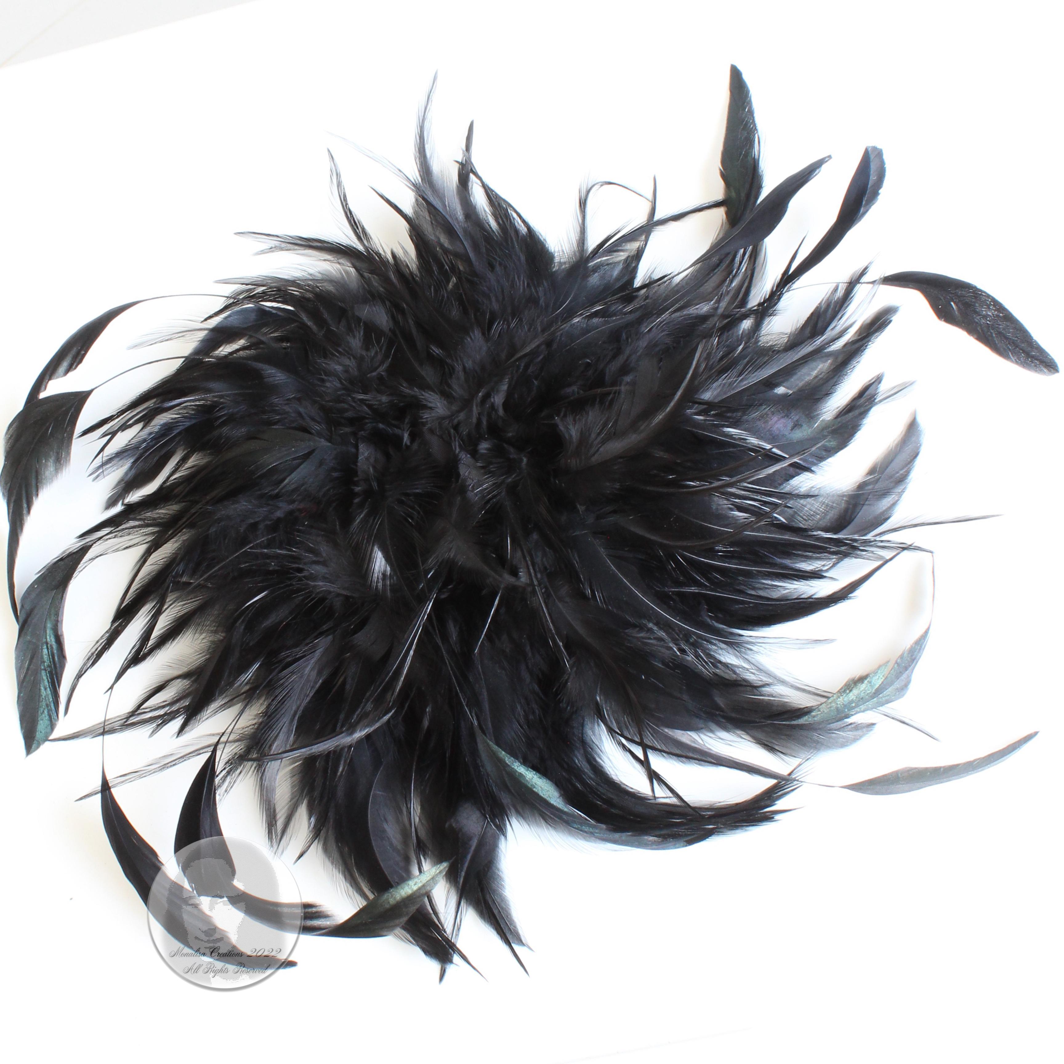 Yves Saint Laurent Black Feather Hat Cap Head Piece Vintage Ostrich Plume Rare For Sale 4