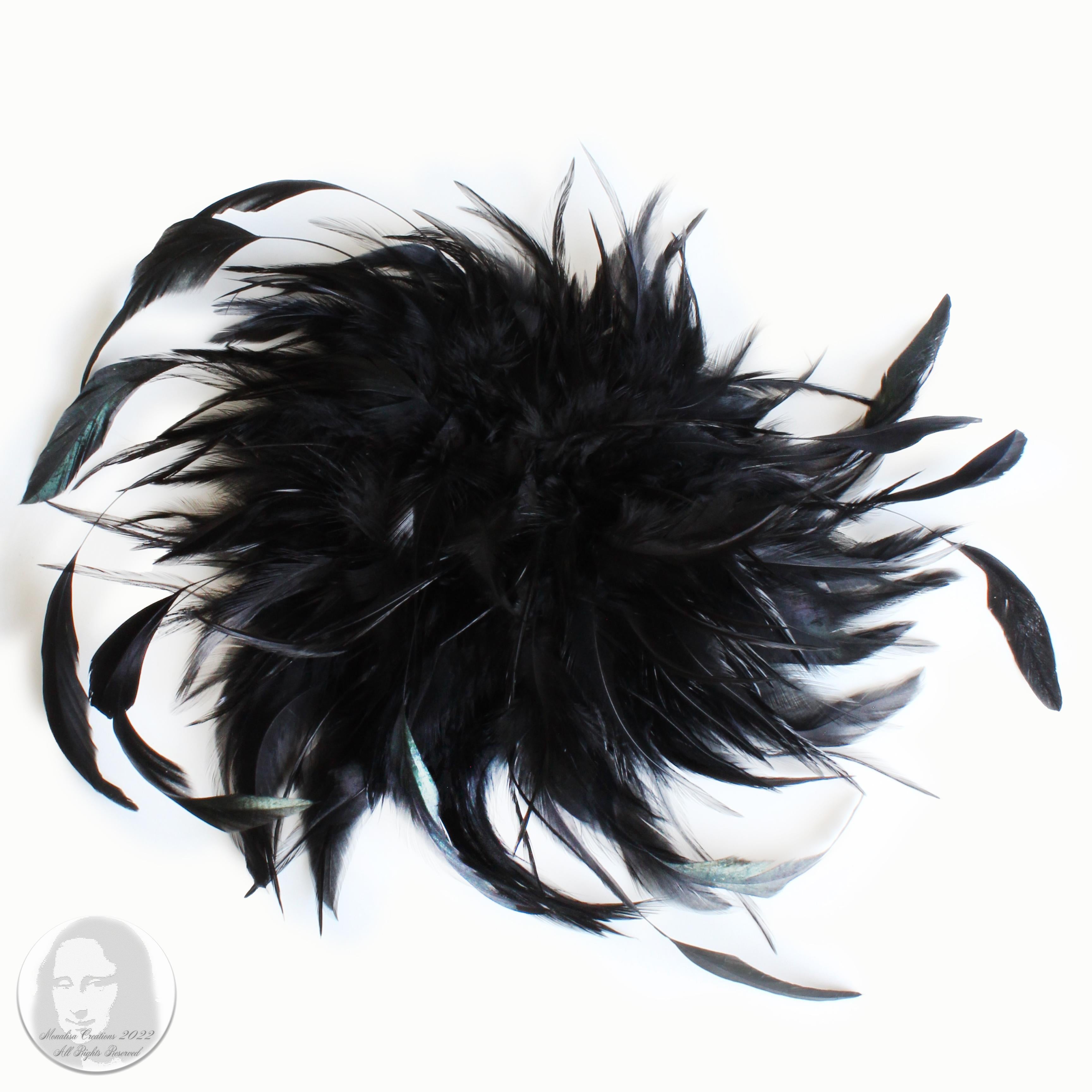 Yves Saint Laurent Black Feather Hat Cap Head Piece Vintage Ostrich Plume Rare For Sale 5
