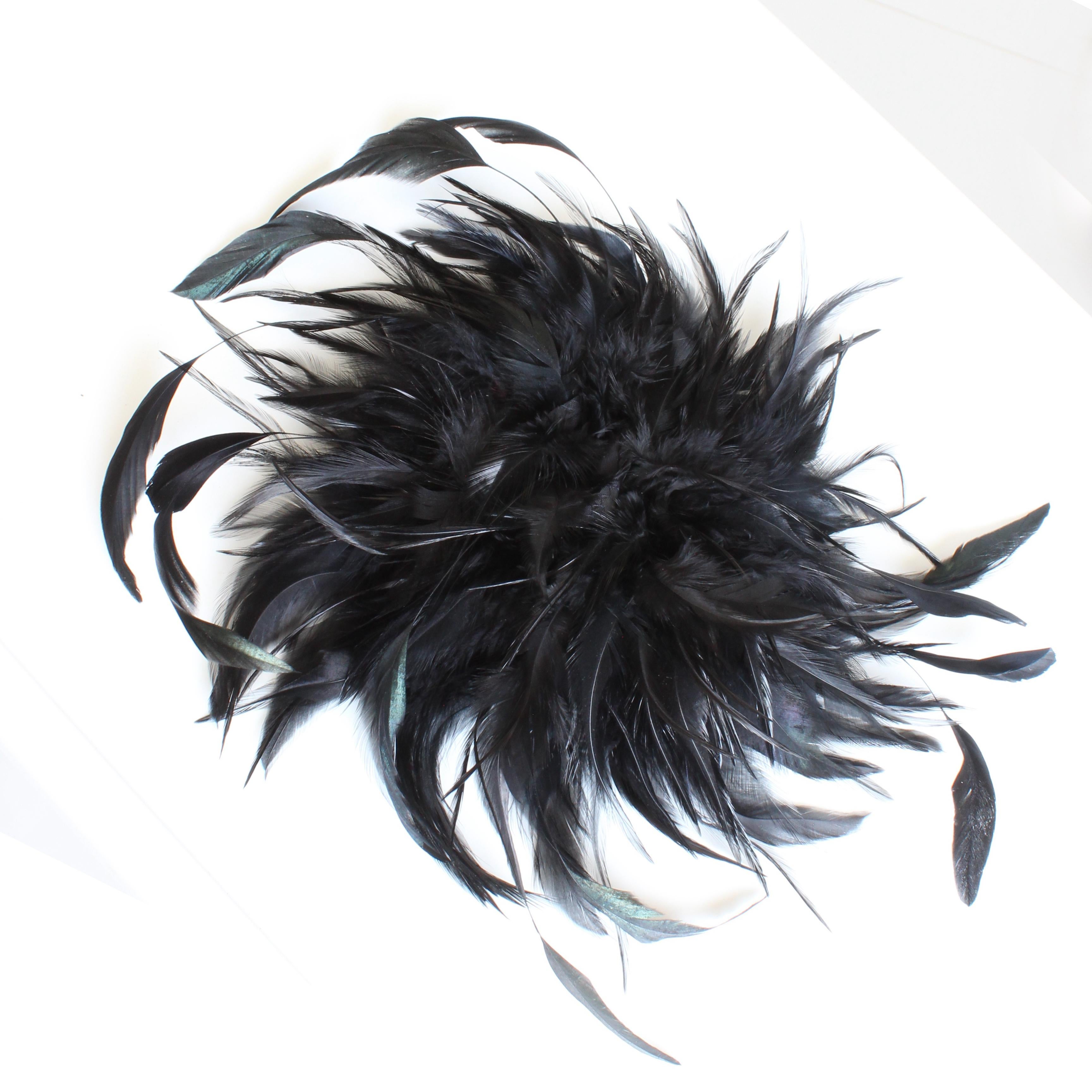 Yves Saint Laurent Black Feather Hat Cap Head Piece Vintage Ostrich Plume Rare For Sale 5