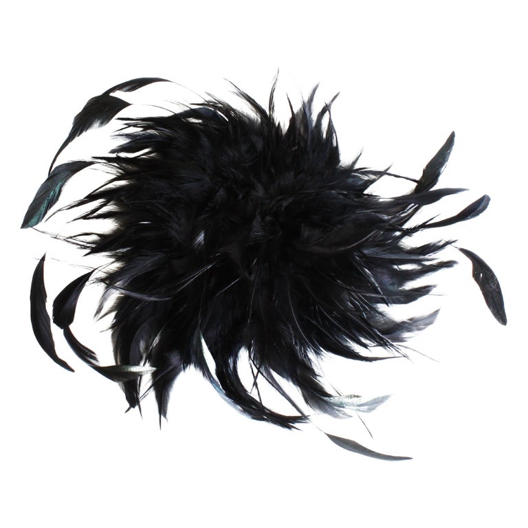 Yves Saint Laurent Black Feather Hat Cap Head Piece Vintage  display picture 1
