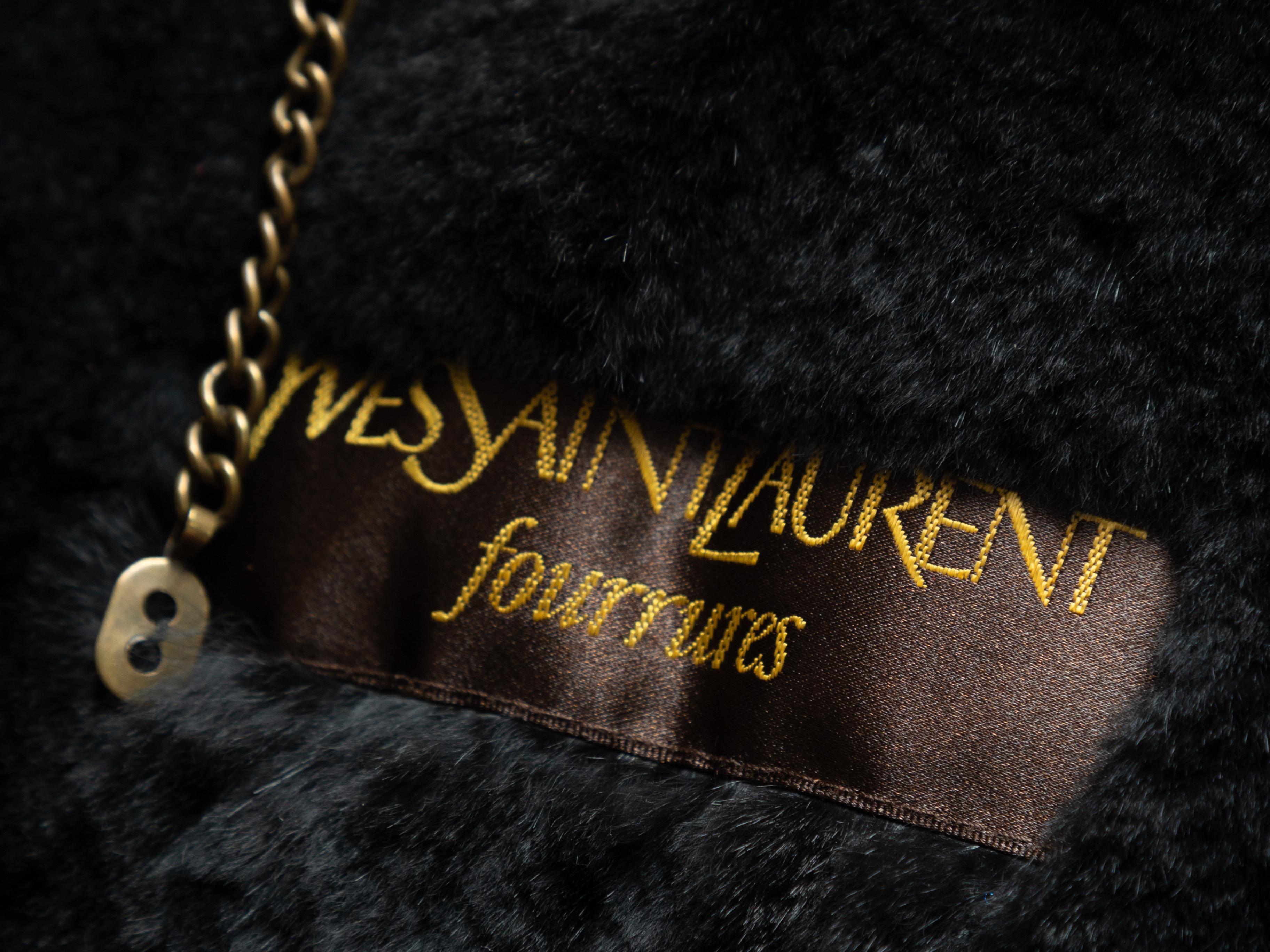 Women's Yves Saint Laurent Black Fur-Trimmed Coat