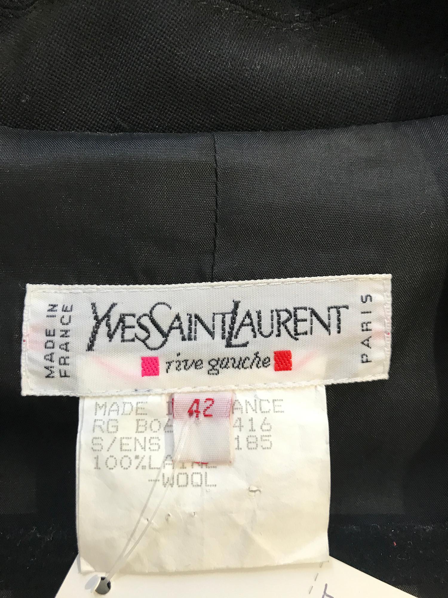 Yves Saint Laurent Black Gabardine Cropped Jacket 1970s 6