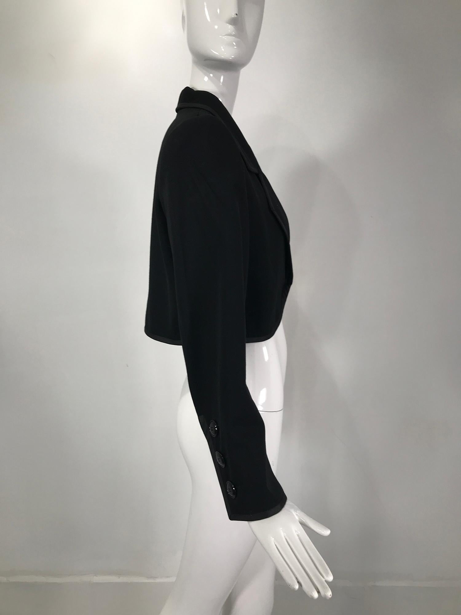 Women's Yves Saint Laurent Black Gabardine Cropped Jacket 1970s