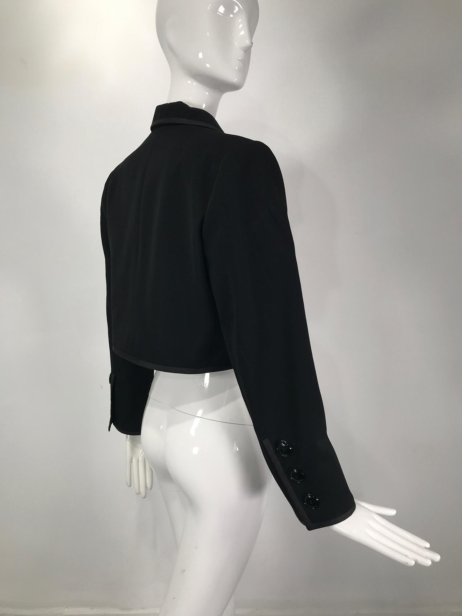 Yves Saint Laurent Black Gabardine Cropped Jacket 1970s 1