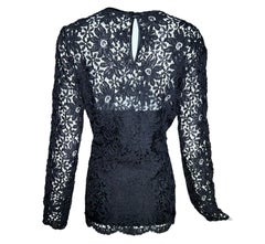 Yves Saint Laurent Black Guipure Haute Couture Lace Blouse, 1990s