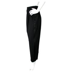 Yves Saint Laurent Black High-Waisted Tapered Smoking Pant circa 1980s