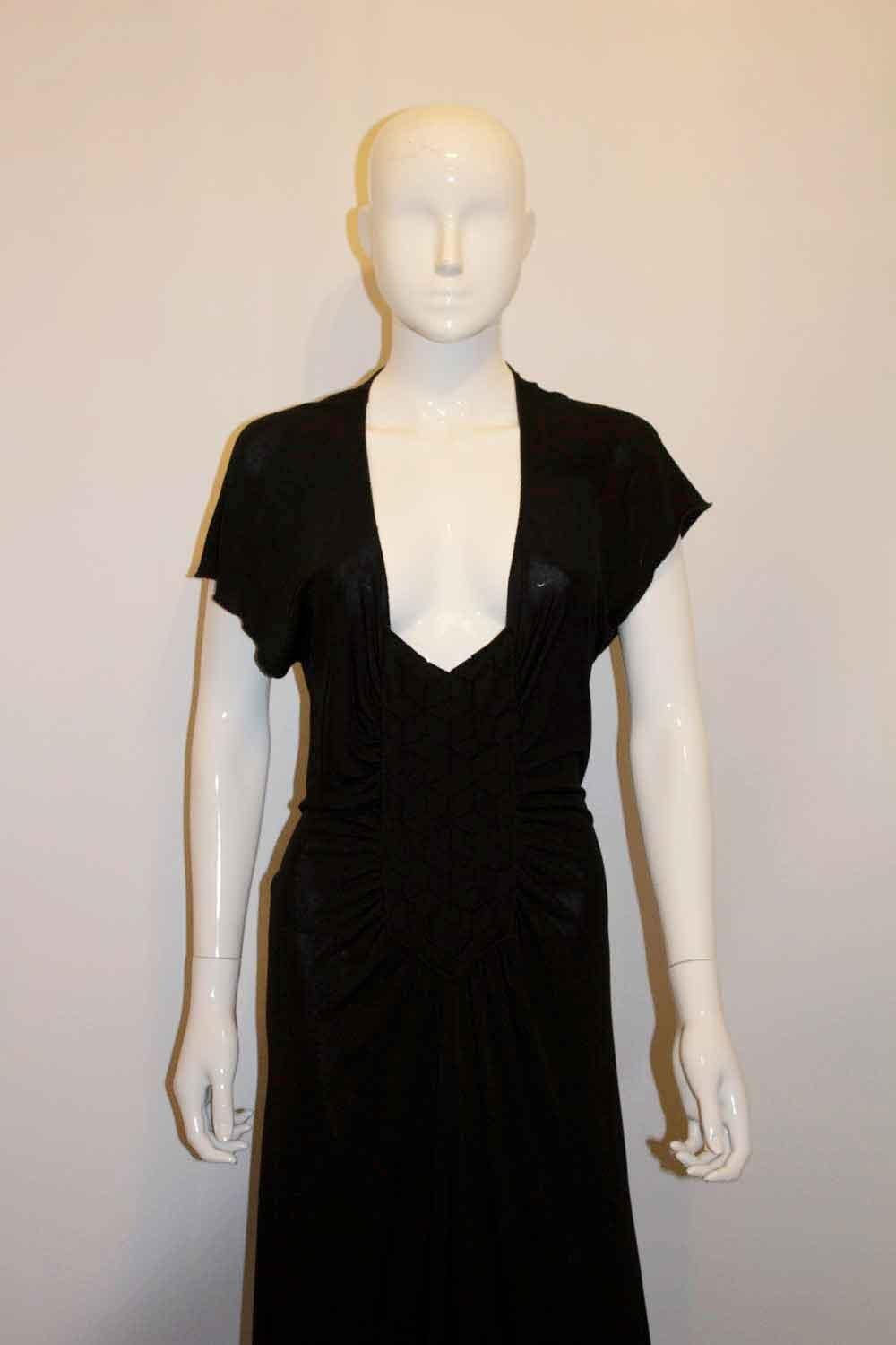 Women's Yves Saint Laurent Black Jersey Evening Gown For Sale