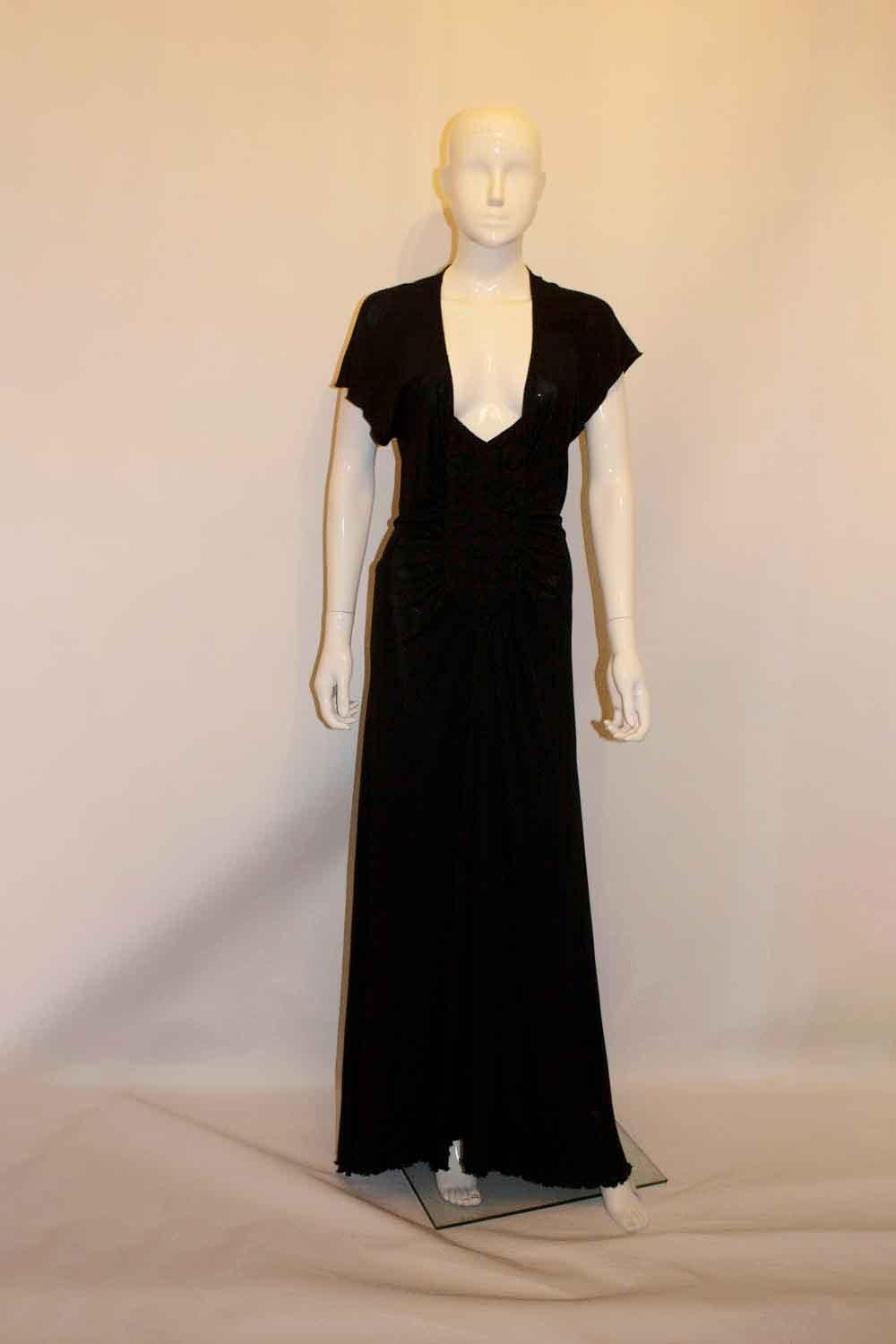 Yves Saint Laurent Black Jersey Evening Gown For Sale 2