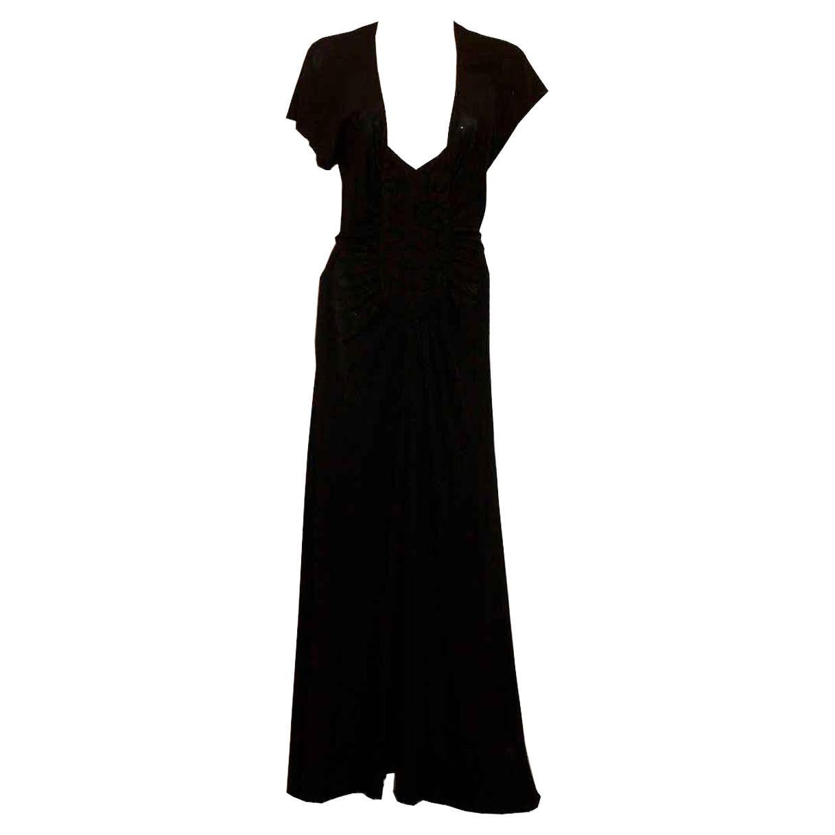 Yves Saint Laurent Black Jersey Evening Gown For Sale