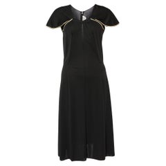 Yves Saint Laurent Black Jersey Lurex Detail Midi Dress M