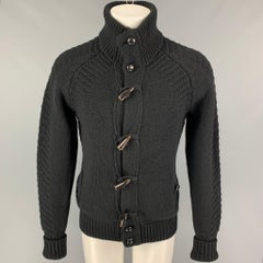 YVES SAINT LAURENT Black Knitted Size S Lana Wool Toggle Closure Cardigan