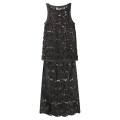 YVES SAINT LAURENT VINTAGE BLACK LACE SUIT Size XS