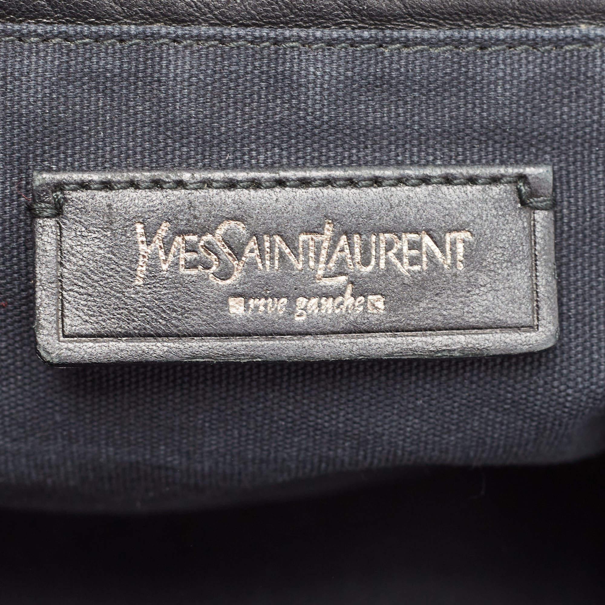 Yves Saint Laurent Black Leather and Patent Leather Easy Y Satchel For Sale 7