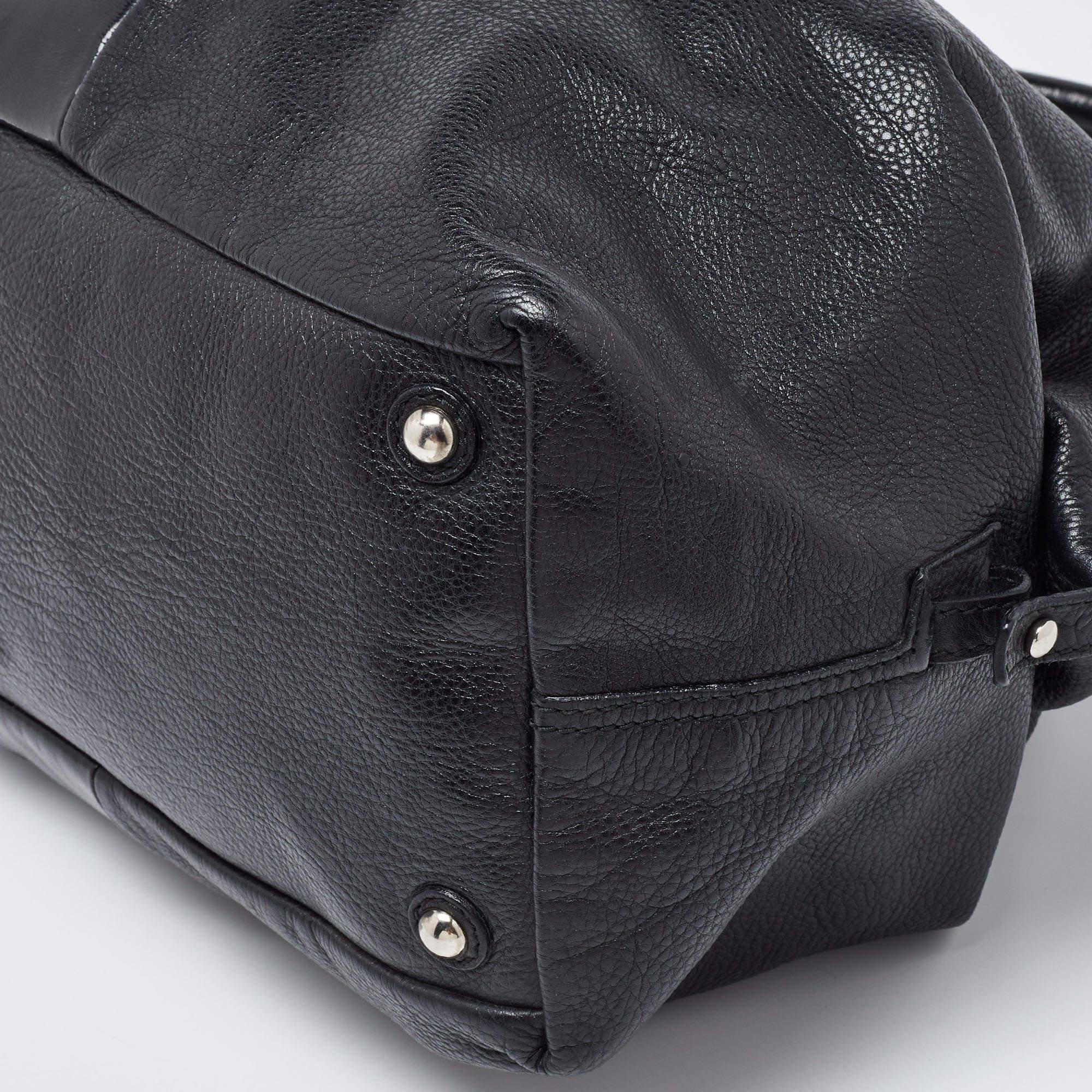 Yves Saint Laurent Medium Easy Y Tasche aus schwarzem Leder und Lackleder im Angebot 2