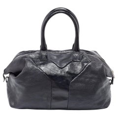 Yves Saint Laurent Black Leather and Patent Medium Easy Y Bag