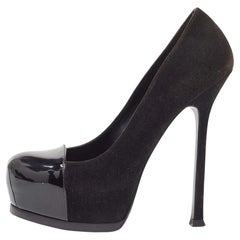 Yves Saint Laurent Bombas Tribtoo de charol y cuero negro talla 36