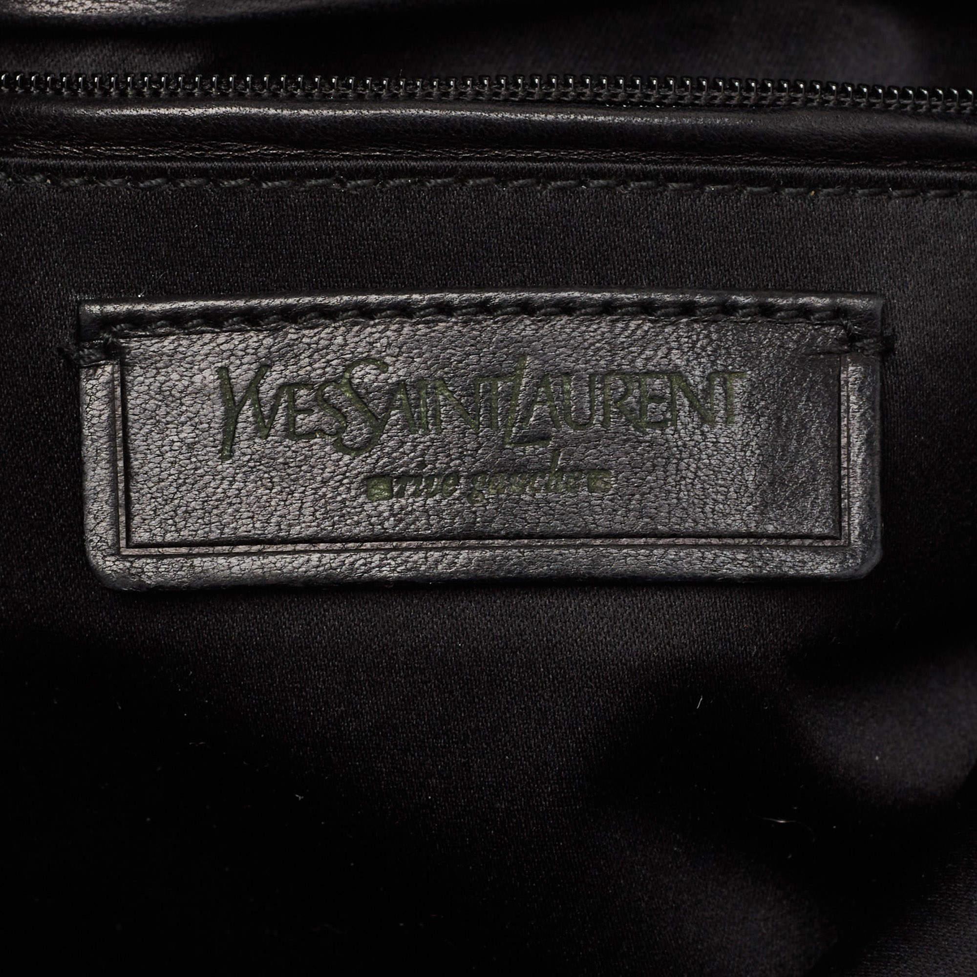 Yves Saint Laurent Black Leather and Suede Mombasa Fringe Hobo 3