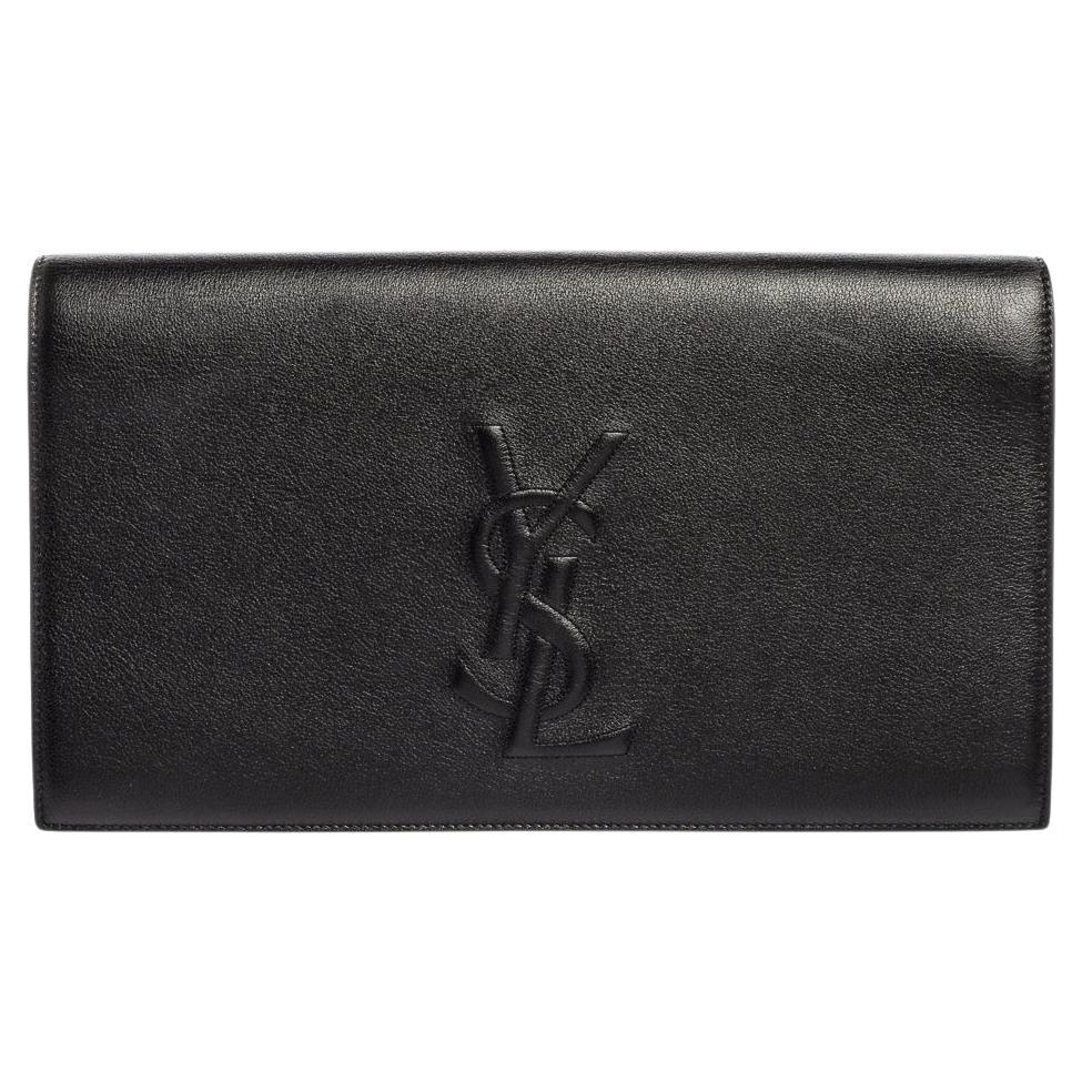 Yves Saint Laurent Black Leather Belle De Jour Flap Clutch at 1stDibs