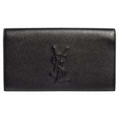 Yves Saint Laurent Black Leather Belle De Jour Flap Clutch