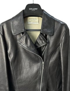 Yves Saint Laurent Black Leather Biker Jacket - Size 38