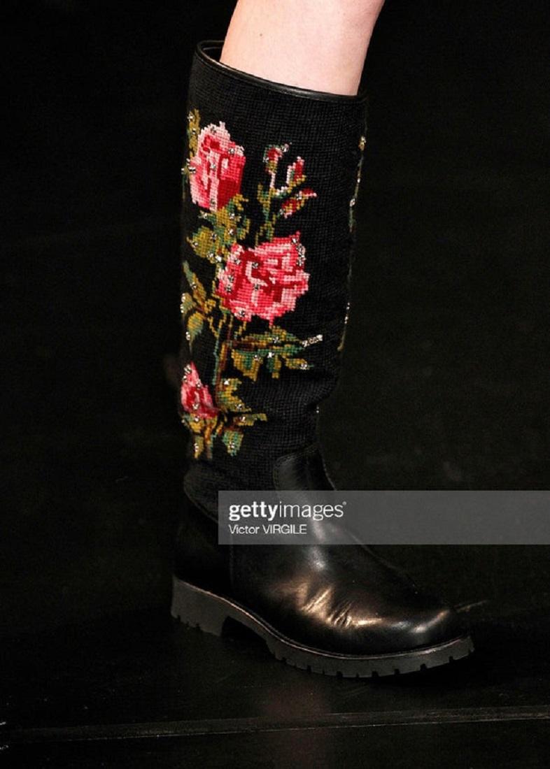 Yves Saint Laurent Black Leather Boots Spring 2016, Size 37 For Sale 6