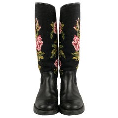 Yves Saint Laurent Botas de piel negra Primavera 2016, Talla 37