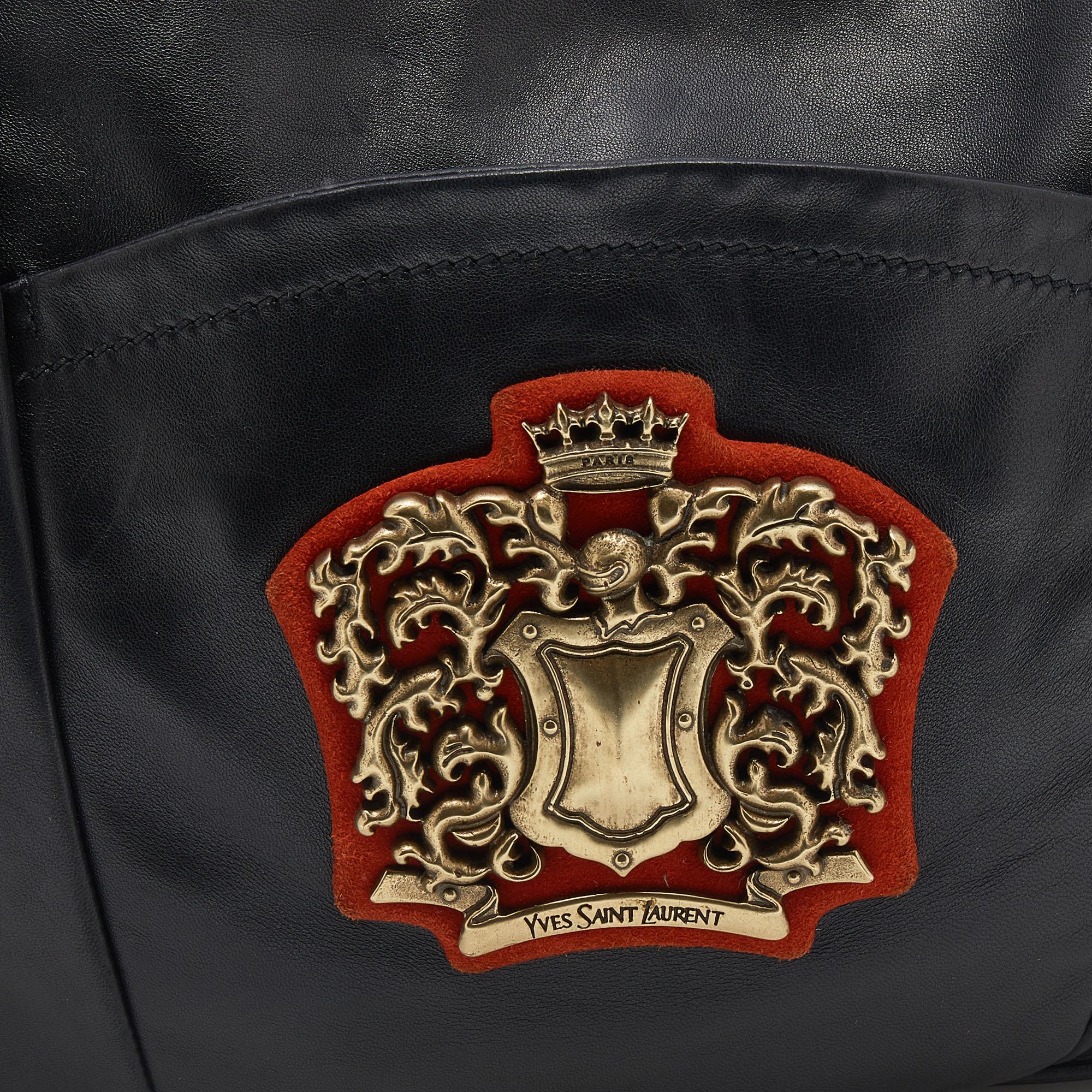 Yves Saint Laurent Black Leather Crest Mombasa Hobo 4