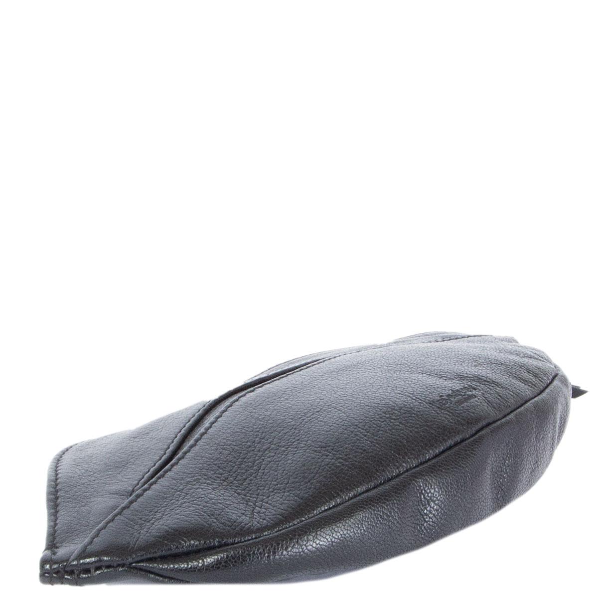 Black YVES SAINT LAURENT black leather DALI LIP ZIP POUCH Clutch Bag