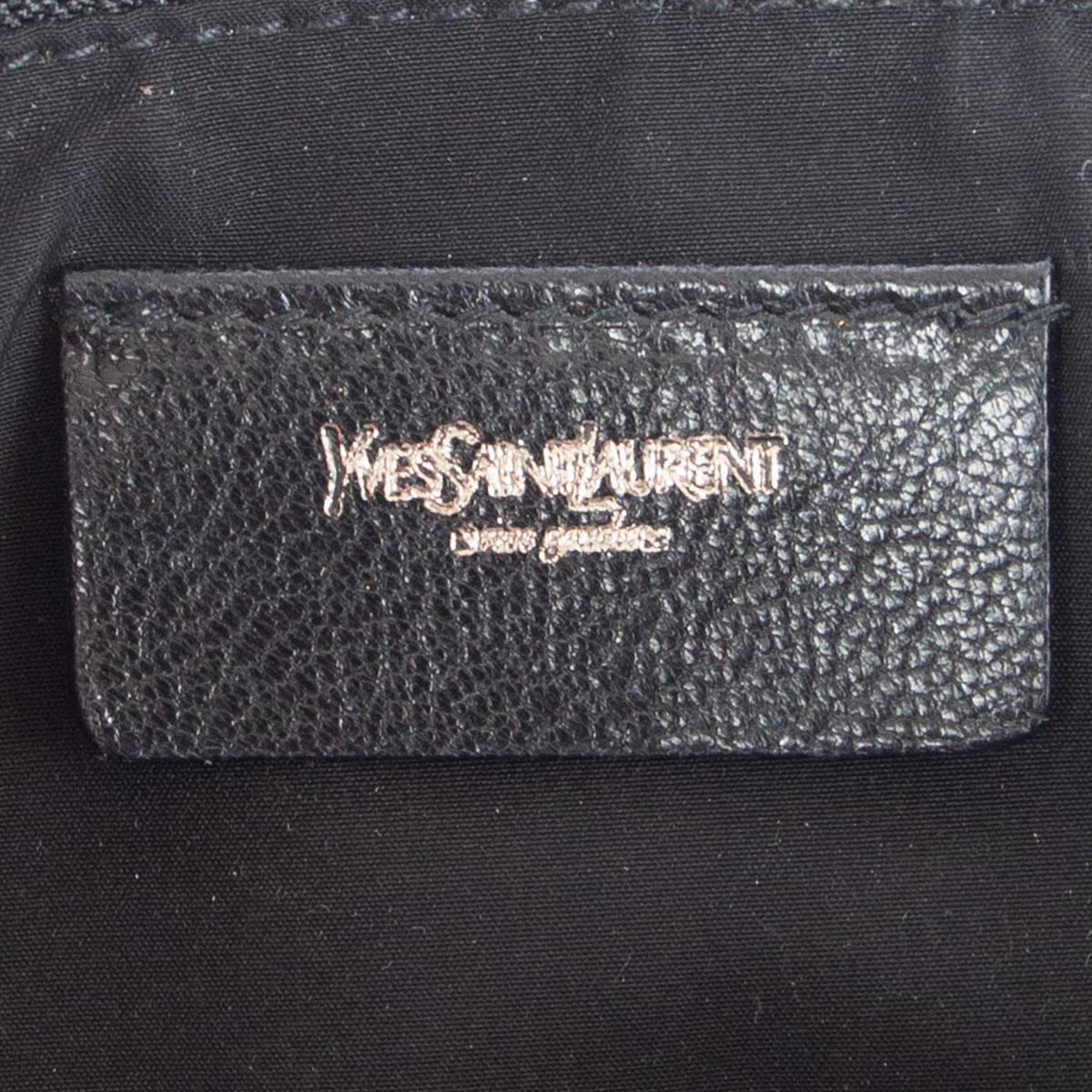 YVES SAINT LAURENT black leather DALI LIP ZIP POUCH Clutch Bag 2