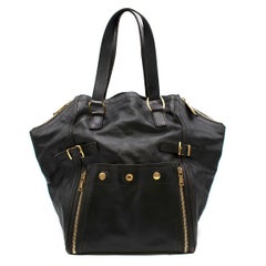 Yves Saint Laurent Black Leather Downtown Medium Tote Bag