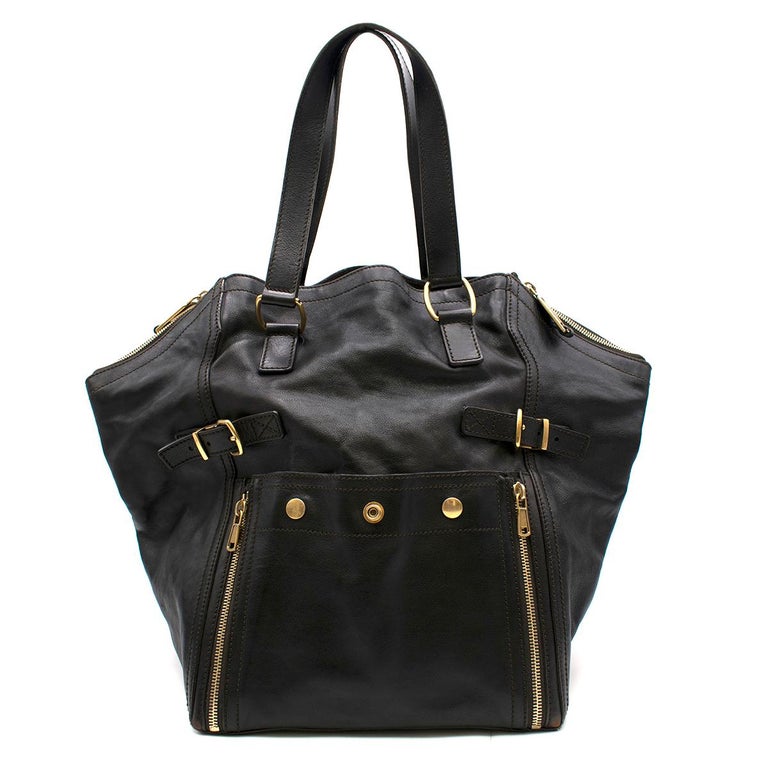 Yves Saint Laurent Black Leather Downtown Medium Tote Bag at 1stDibs