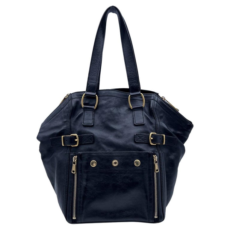Yves Saint Laurent Black Leather Downtown Tote Shoulder Bag For Sale at  1stDibs