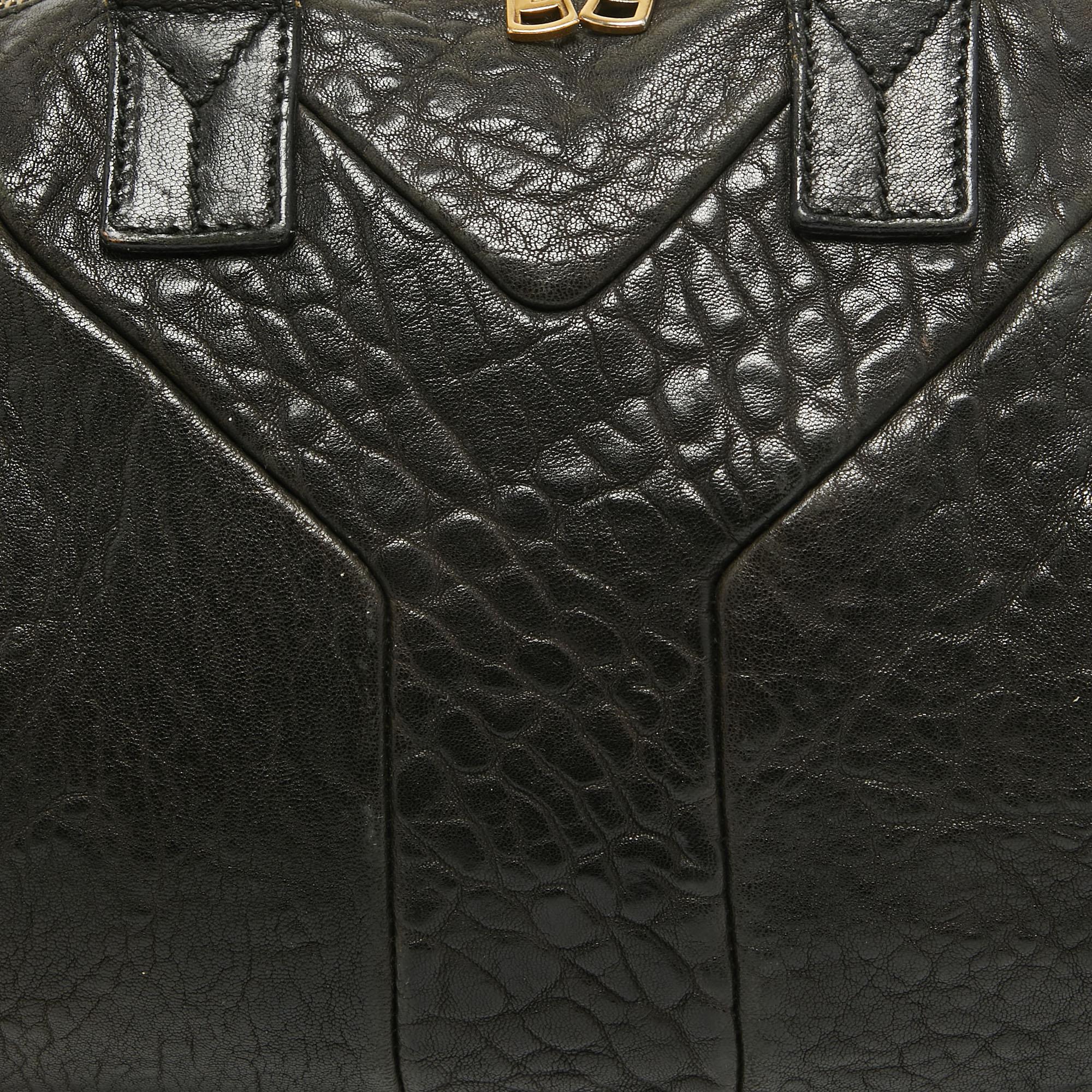 Yves Saint Laurent Easy Y Boston Tasche aus schwarzem Leder Damen im Angebot
