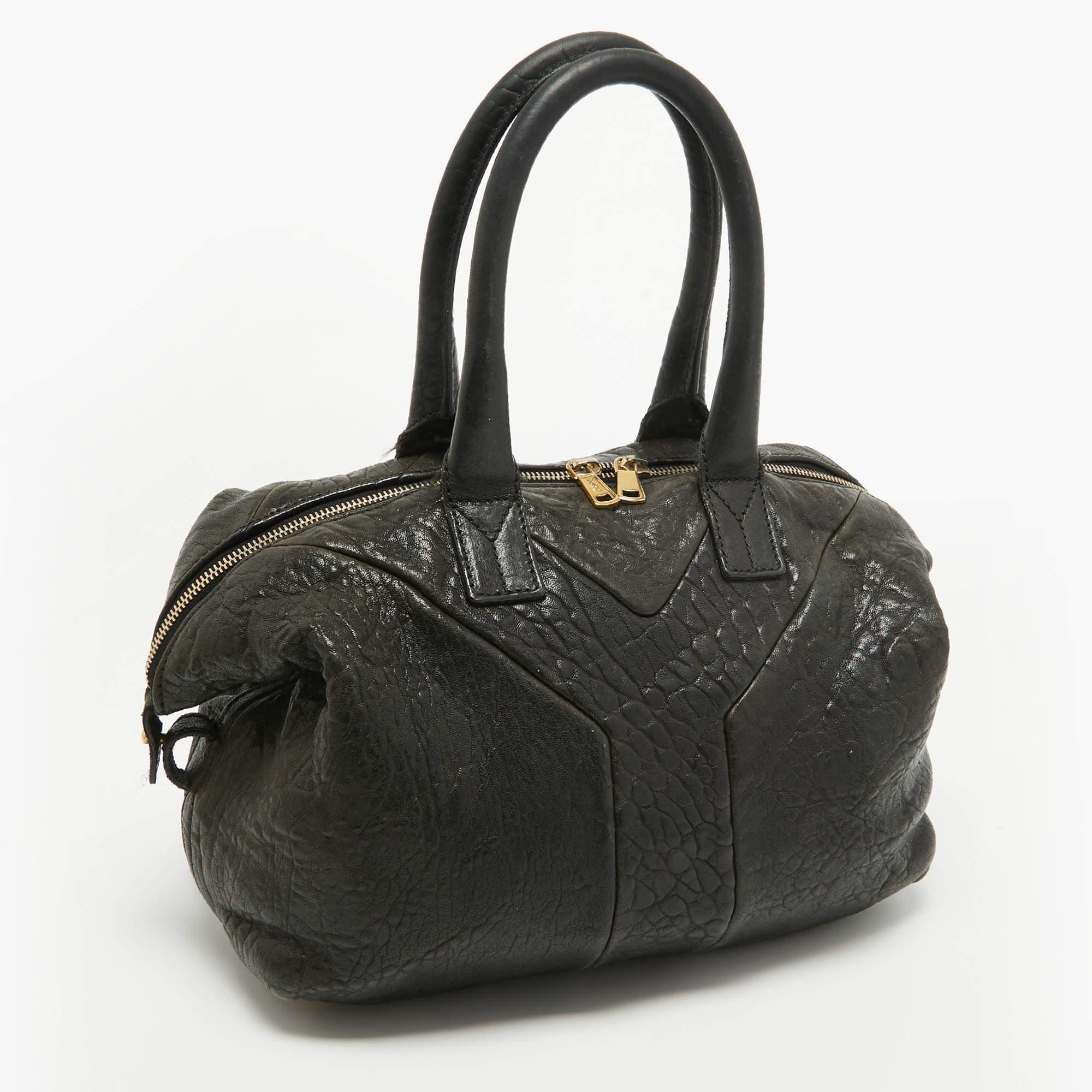 Yves Saint Laurent Black Leather Easy Y Boston Bag 4